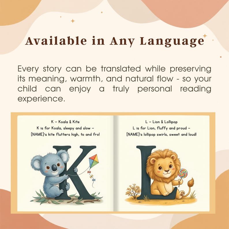 Personalized Alphabet Book for Kids, Custom Name ABC Animal Storybook for Boy or Girl, First Learning Keepsake Gift, Baby Toddler Birthday PBOOK17