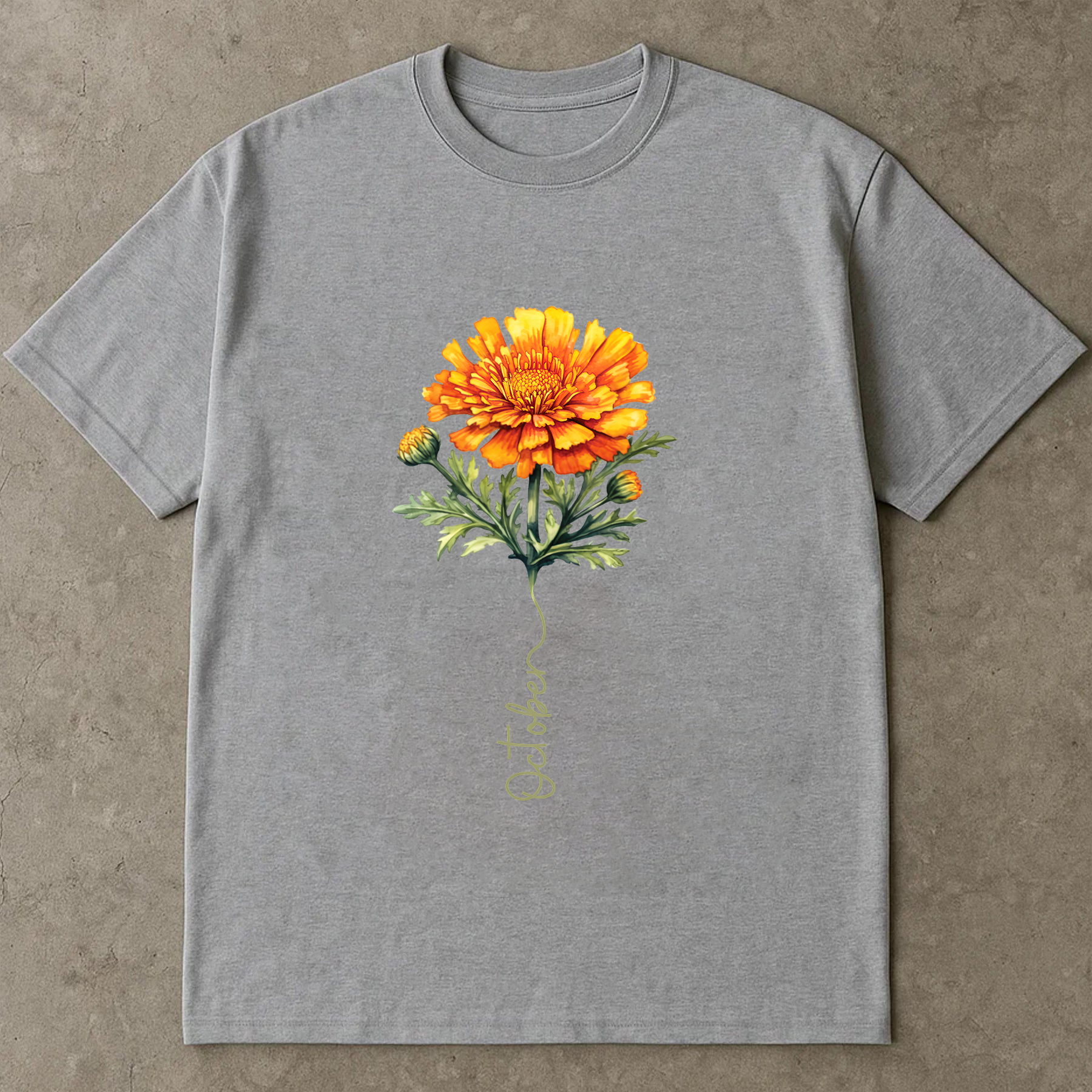October Birth Flower Shirt, Marigold Floral Tee, Birth Month Gift Shirt, Autumn Flower Shirt, Birthday Gift for Her