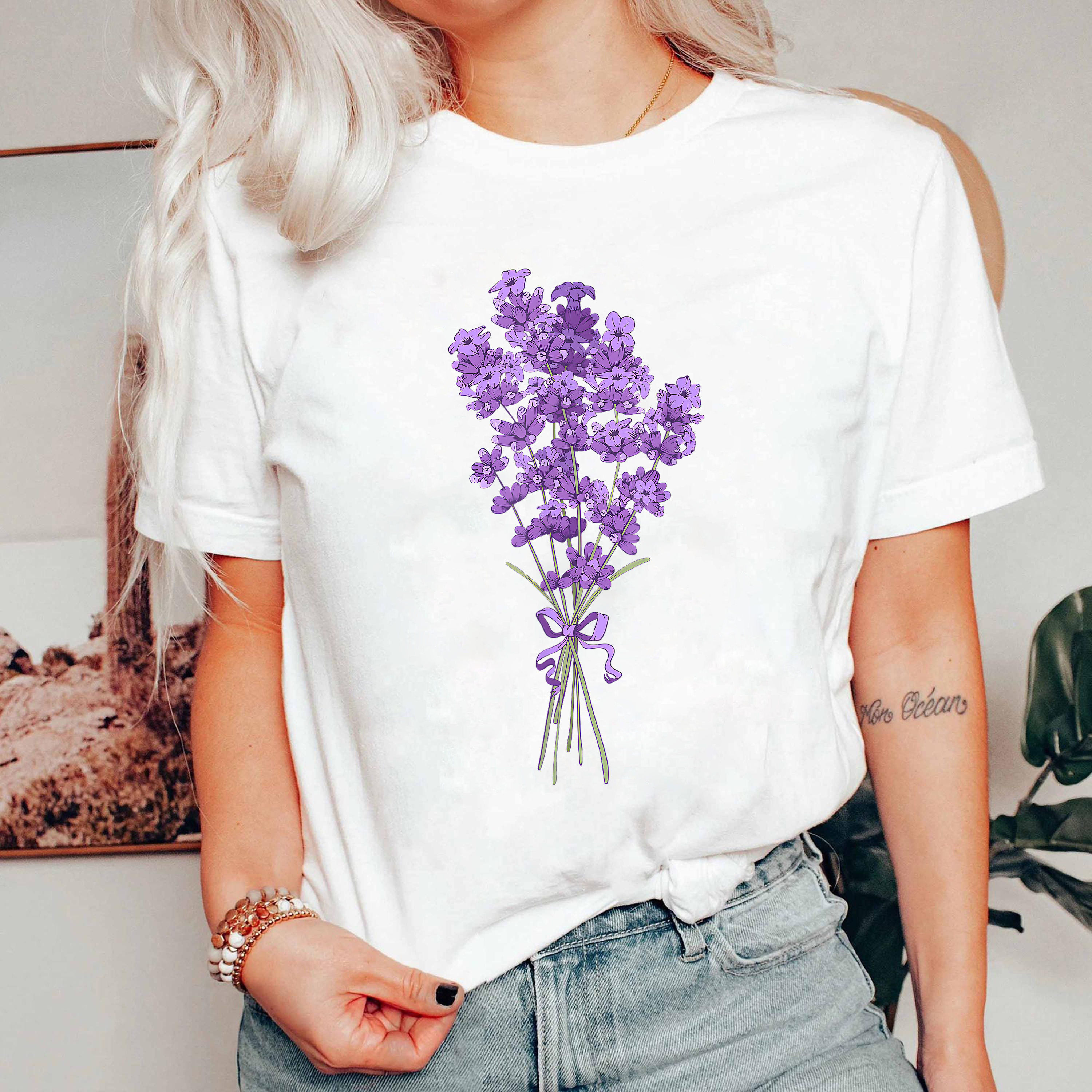 Lavender Flower Shirt, Purple Botanical Tee, Cottagecore Lavender T-Shirt, Aromatherapy Gift Shirt, Calm Nature Tee