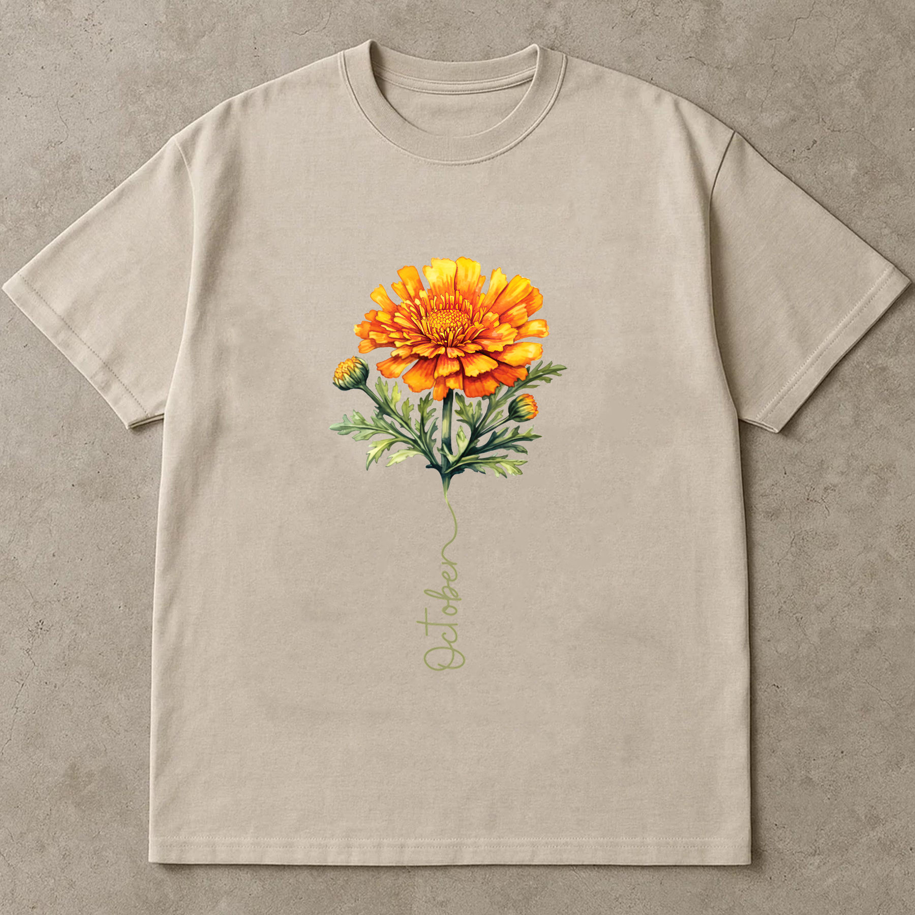 October Birth Flower Shirt, Marigold Floral Tee, Birth Month Gift Shirt, Autumn Flower Shirt, Birthday Gift for Her