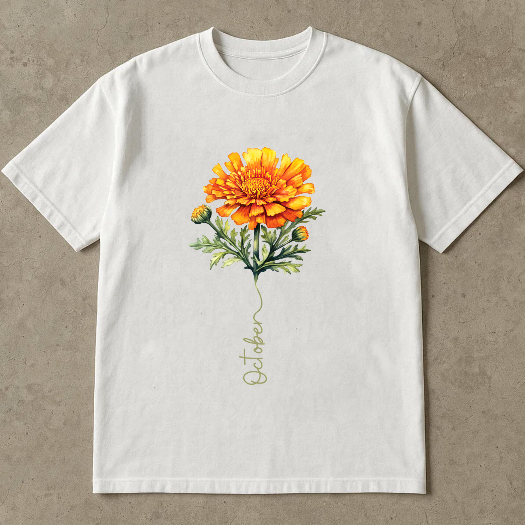 October Birth Flower Shirt, Marigold Floral Tee, Birth Month Gift Shirt, Autumn Flower Shirt, Birthday Gift for Her