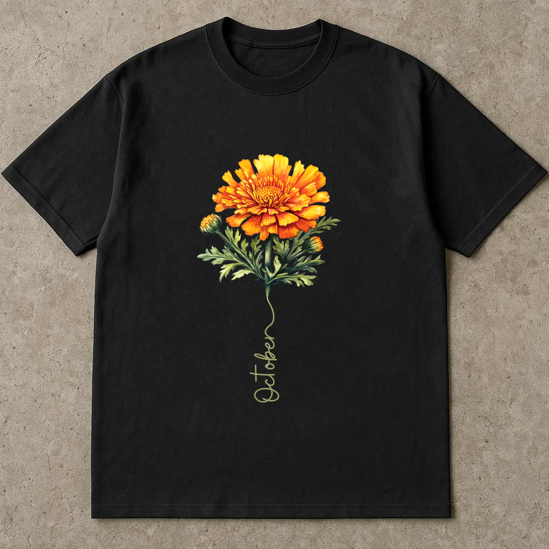 October Birth Flower Shirt, Marigold Floral Tee, Birth Month Gift Shirt, Autumn Flower Shirt, Birthday Gift for Her