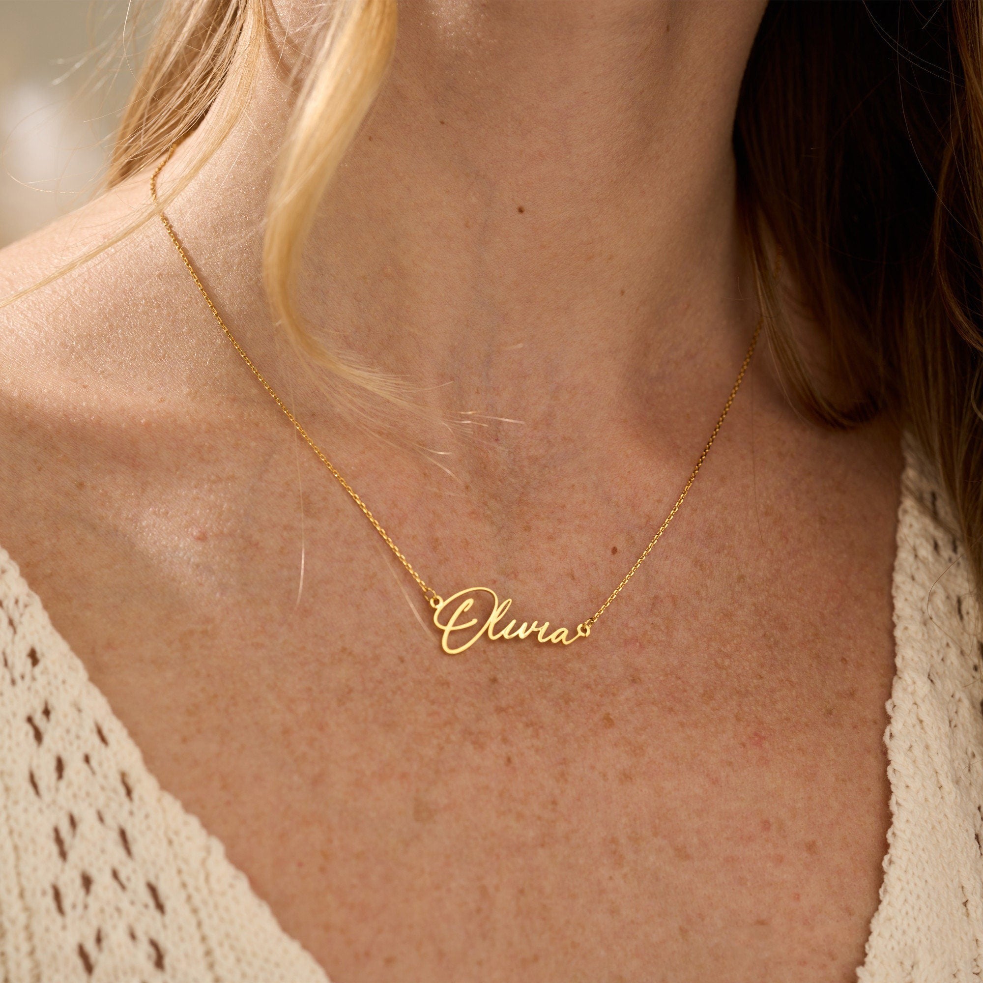 Custom Name Necklace, Gold Plated Name Necklace, Personalized Name Necklace, Birthday Gift for Her, Mother's Day Gift, Gift for Mom