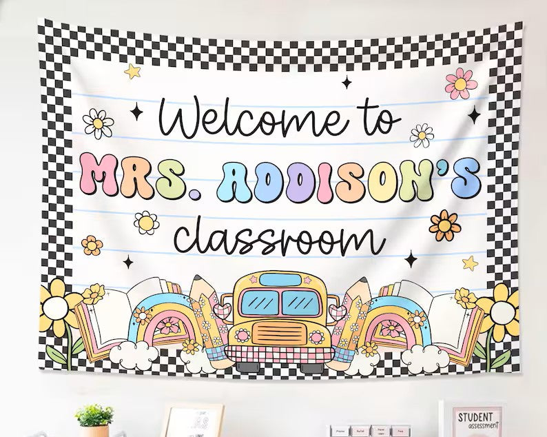 Personalized Classroom Tapestry, Classroom Banner, Classroom Decor, Teacher Tapestry, Welcome Back To School Banner, Gifts For Teacher. CBPETAL19