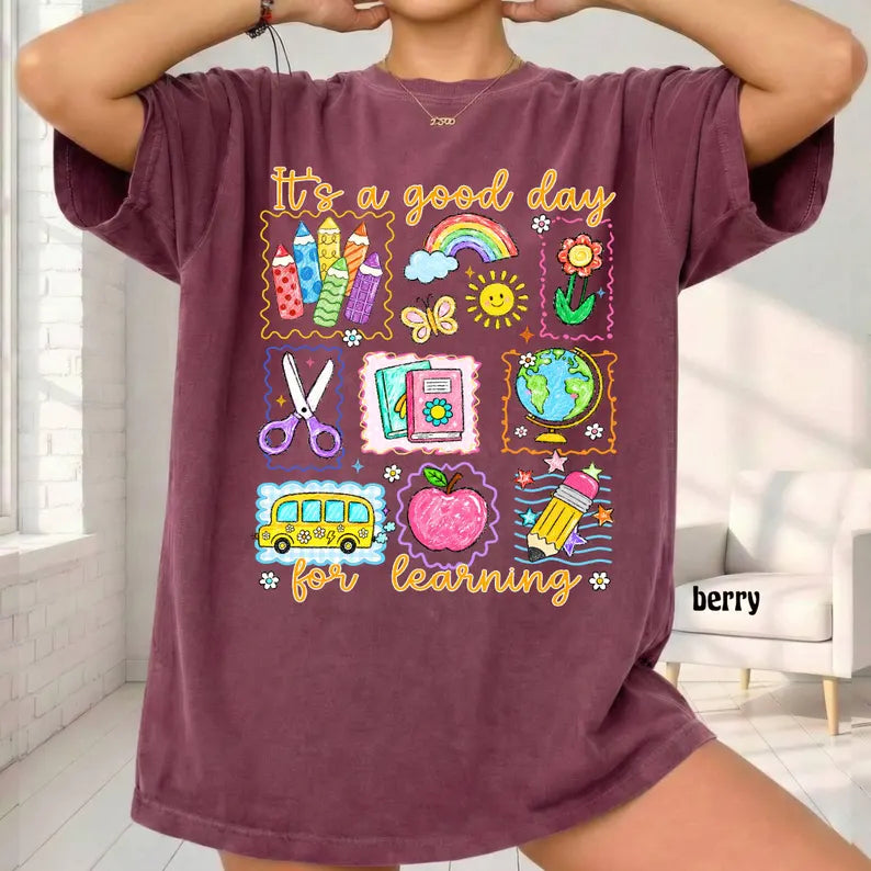 Comfort Colors Teacher Life Shirt, It's a Good Day for Learning, Be Kind TShirt, Back to School Shirt, Team Elementary T-Shirt School Supply. SPETAL1