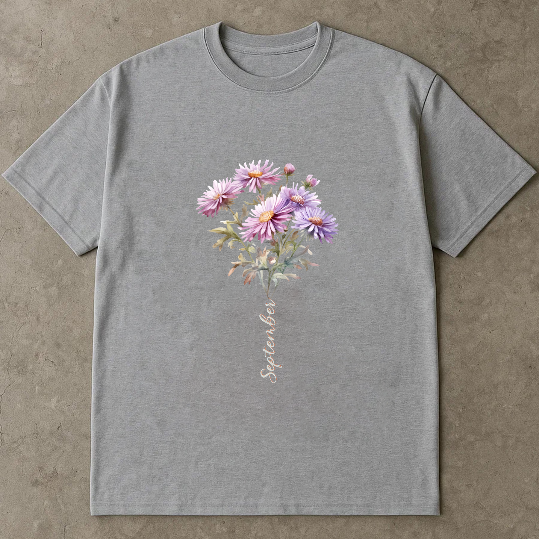 September Birth Flower Shirt, Aster Floral Tee, Birthday Gift Shirt, Botanical Flower Shirt, Vintage Floral Tee