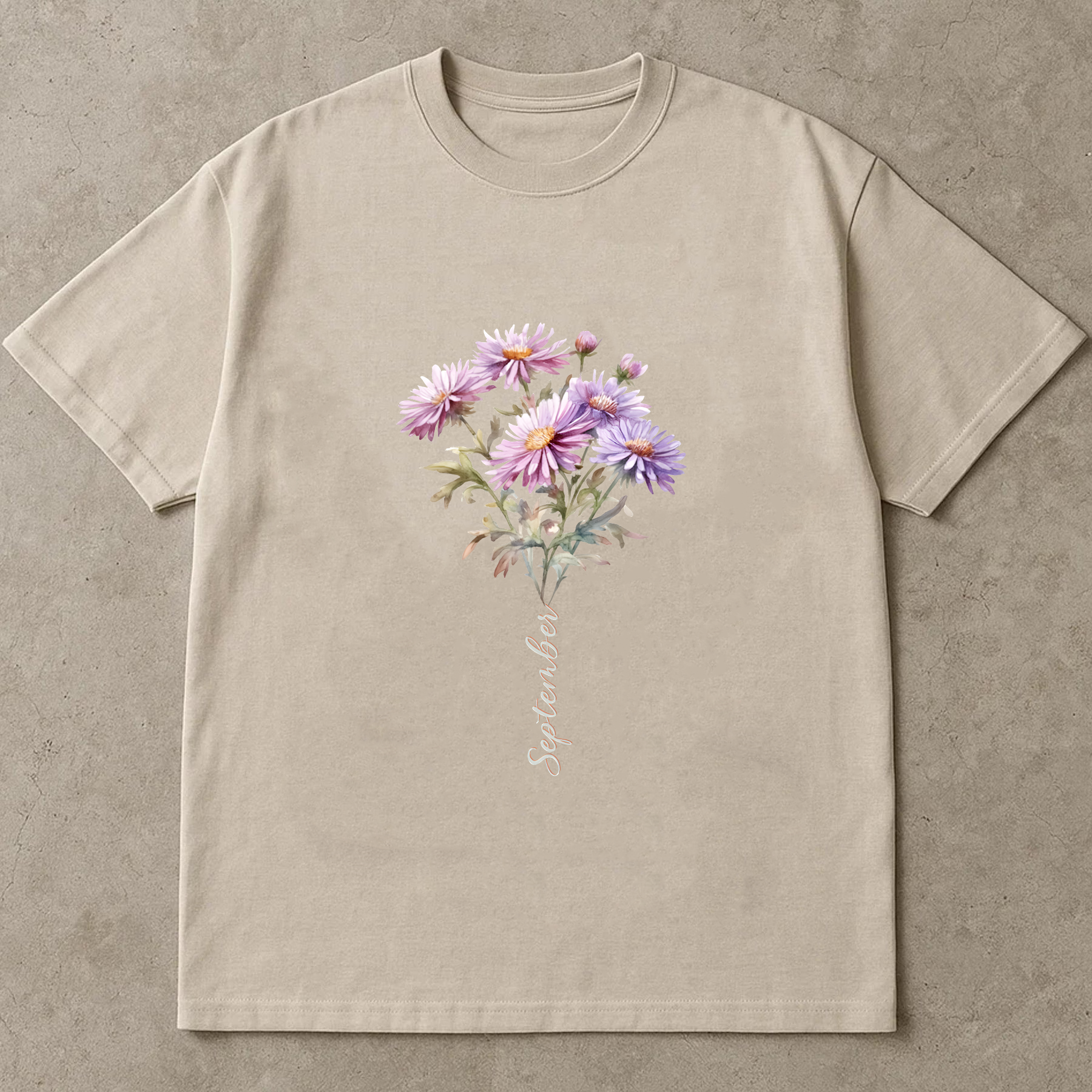 September Birth Flower Shirt, Aster Floral Tee, Birthday Gift Shirt, Botanical Flower Shirt, Vintage Floral Tee