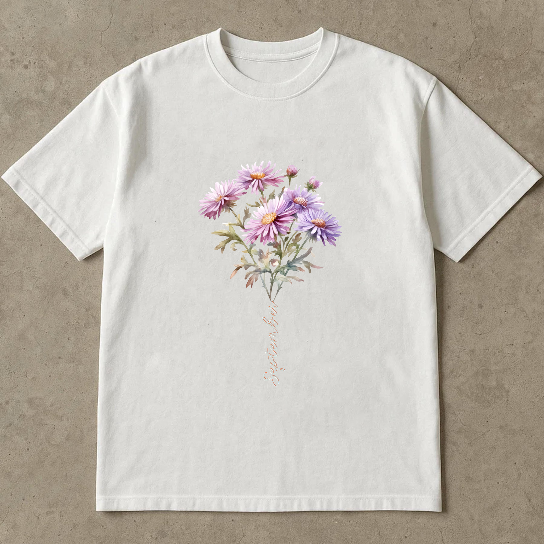 September Birth Flower Shirt, Aster Floral Tee, Birthday Gift Shirt, Botanical Flower Shirt, Vintage Floral Tee