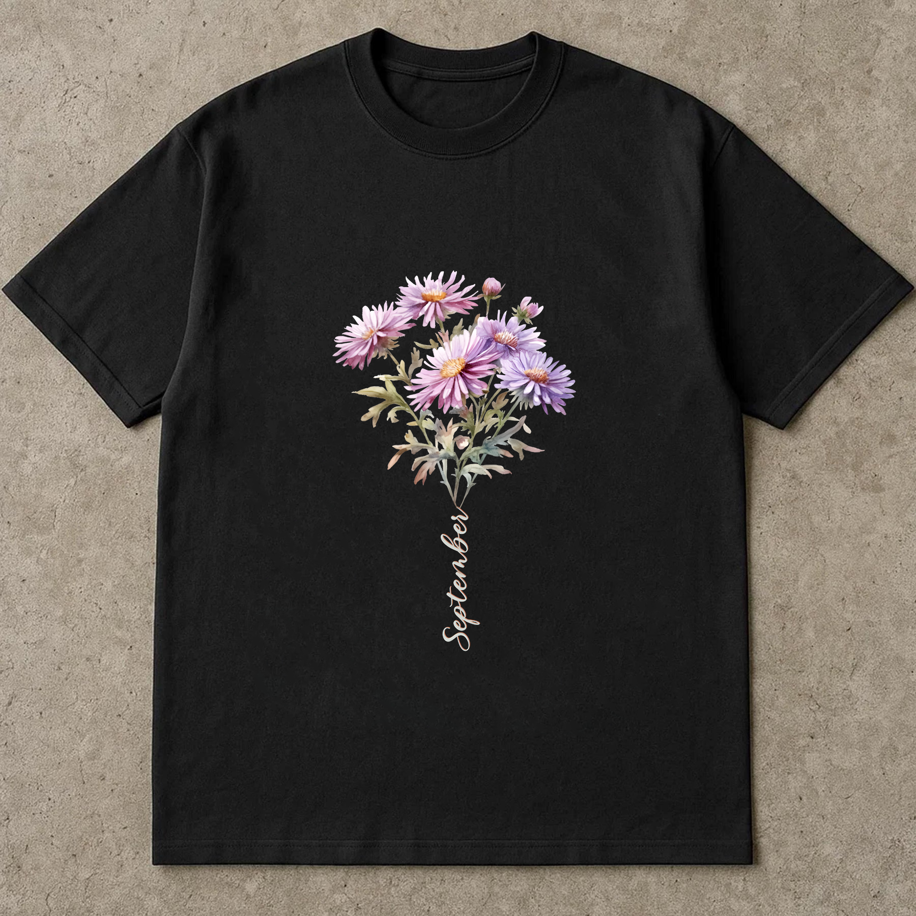 September Birth Flower Shirt, Aster Floral Tee, Birthday Gift Shirt, Botanical Flower Shirt, Vintage Floral Tee