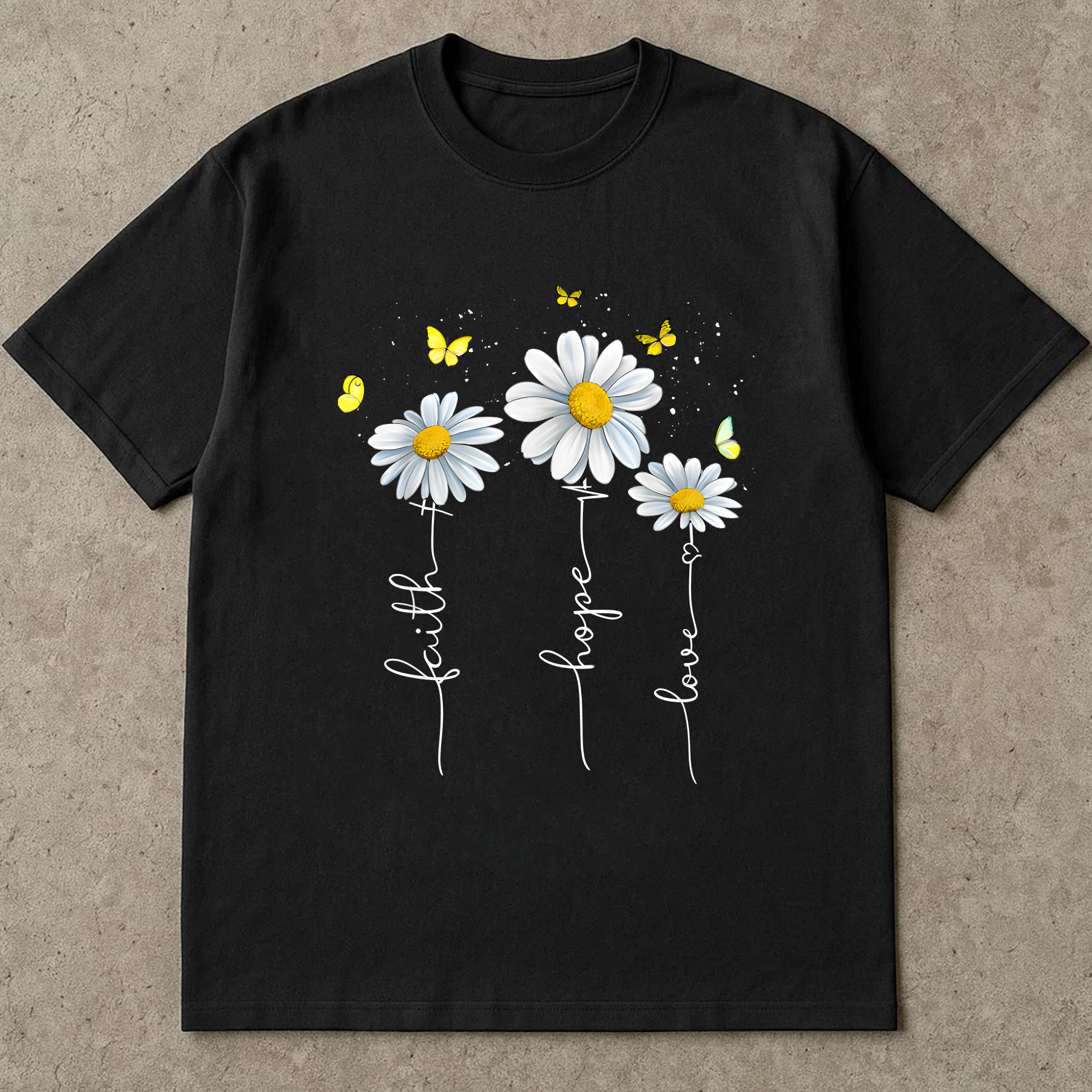 Faith Hope Love Daisy Shirt, Inspirational Christian Floral Tee, Bible Verse Flower Shirt, Positive Quote T-Shirt for Women