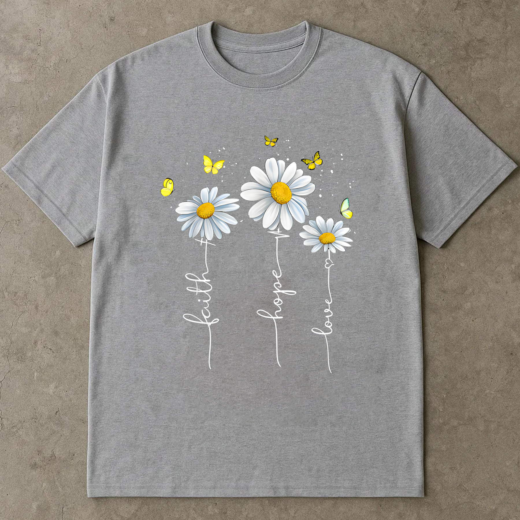Faith Hope Love Daisy Shirt, Inspirational Christian Floral Tee, Bible Verse Flower Shirt, Positive Quote T-Shirt for Women