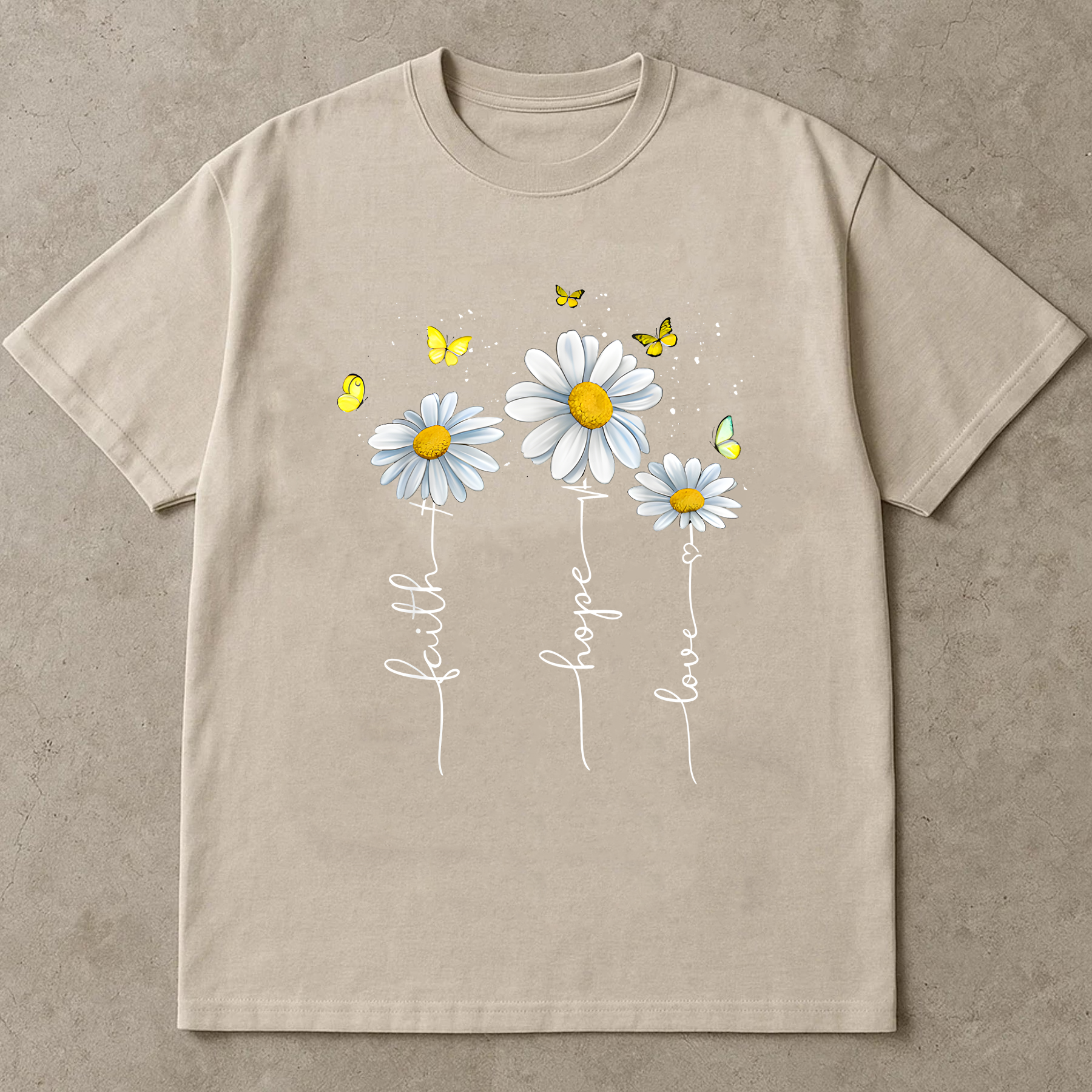 Faith Hope Love Daisy Shirt, Inspirational Christian Floral Tee, Bible Verse Flower Shirt, Positive Quote T-Shirt for Women