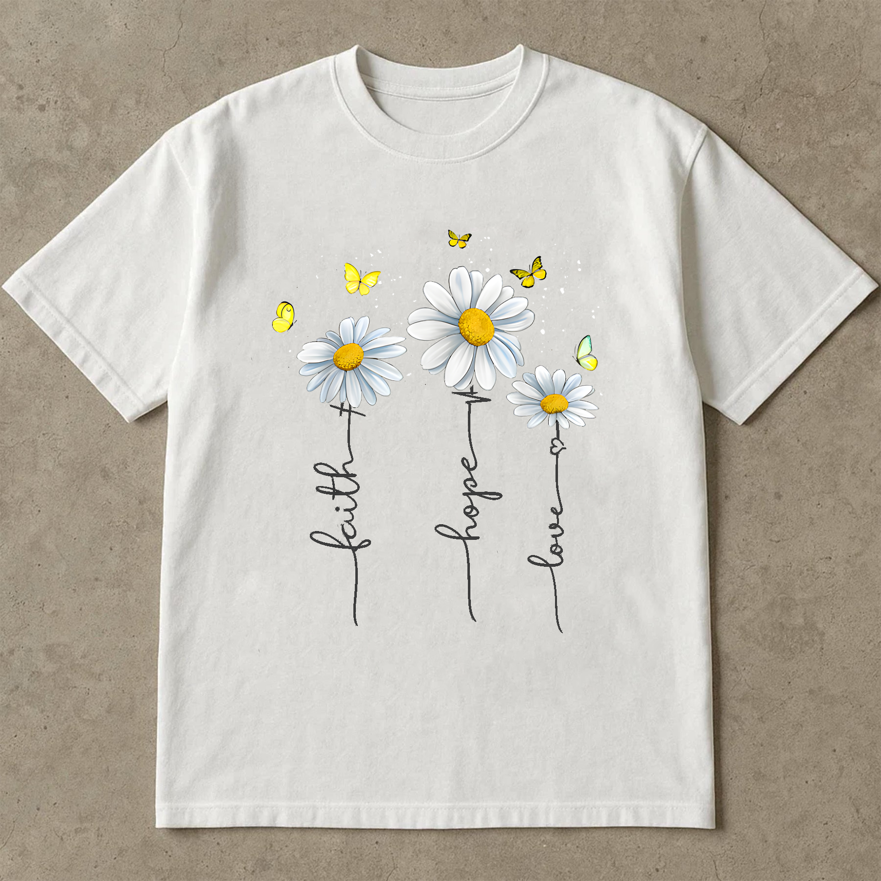 Faith Hope Love Daisy Shirt, Inspirational Christian Floral Tee, Bible Verse Flower Shirt, Positive Quote T-Shirt for Women