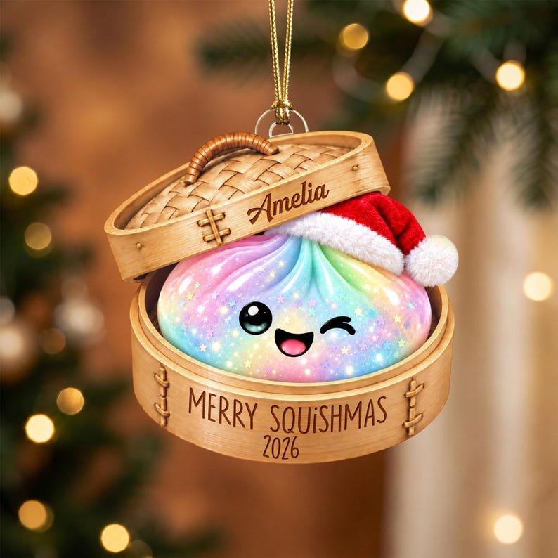 Personalized Glitter Dumpling Ornament, Squishy Ornament 2026, Custom Name Squishy Ornament, Gift For Squishy Lover,Squishy Hunting Keepsake ACRYLICOR18