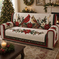 Personalized Christmas Cardinals Quilted Sofa Cover, Christmas Sofa Cover, Patchwork Couch Throw, Sofa Protector, Holiday Sofa Decor QUILTSOFA17