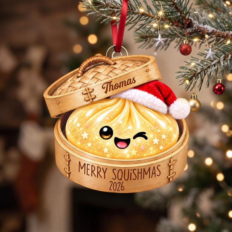 Personalized Glitter Dumpling Ornament, Squishy Ornament 2026, Custom Name Squishy Ornament, Gift For Squishy Lover,Squishy Hunting Keepsake ACRYLICOR18