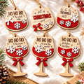 Christmas Wine Glass Wooden Ornament, Christmas Tree Decor, Wine Lover Gift, Holiday Bar Decoration, Christmas Tree Hanging Decor WOODOR01