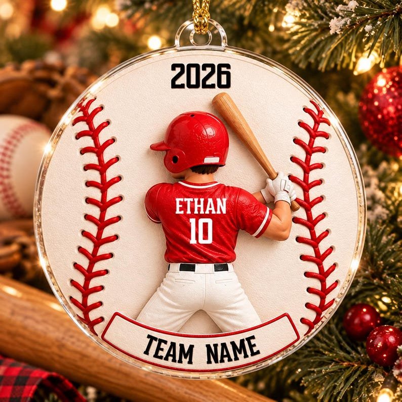 Personalized American Football Ornament 2026, Custom Football Players Christmas Ornament, Boy Baseball Gift, Team Name Jersey Ornament ACRYLICOR01