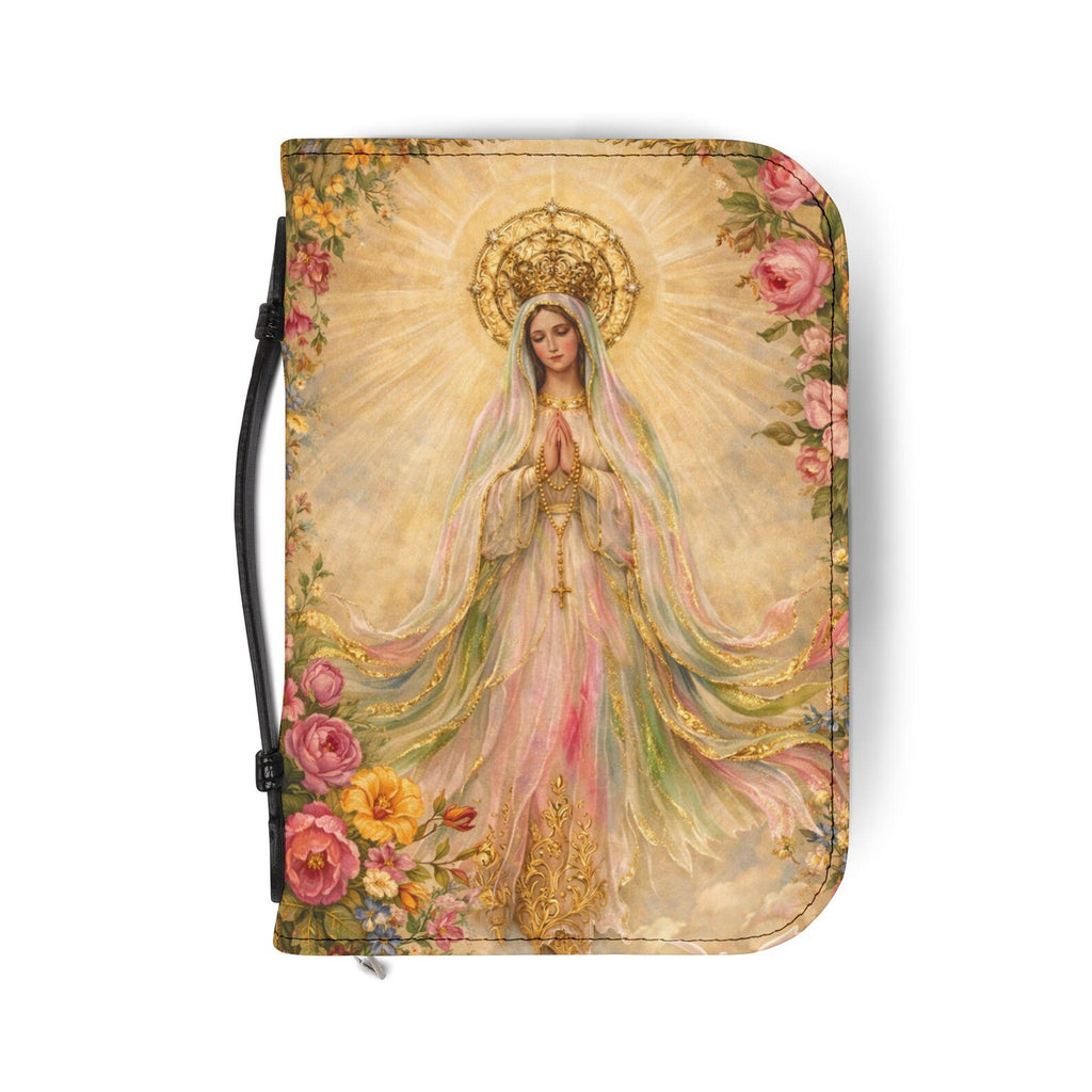 Our Lady Bible Cover Case, Blessed Mother Catholic Scripture Bag, Floral Christian Gift. BCPETAL18