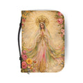 Our Lady Bible Cover Case, Blessed Mother Catholic Scripture Bag, Floral Christian Gift. BCPETAL18