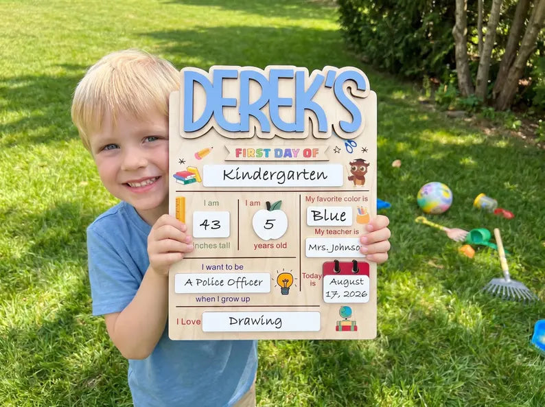 Personalized Back to School Sign, First Day of School Sign, Preschool, Kindergarten 1st Day of School Sign, School Board, Last Day of School. SBPETAL07
