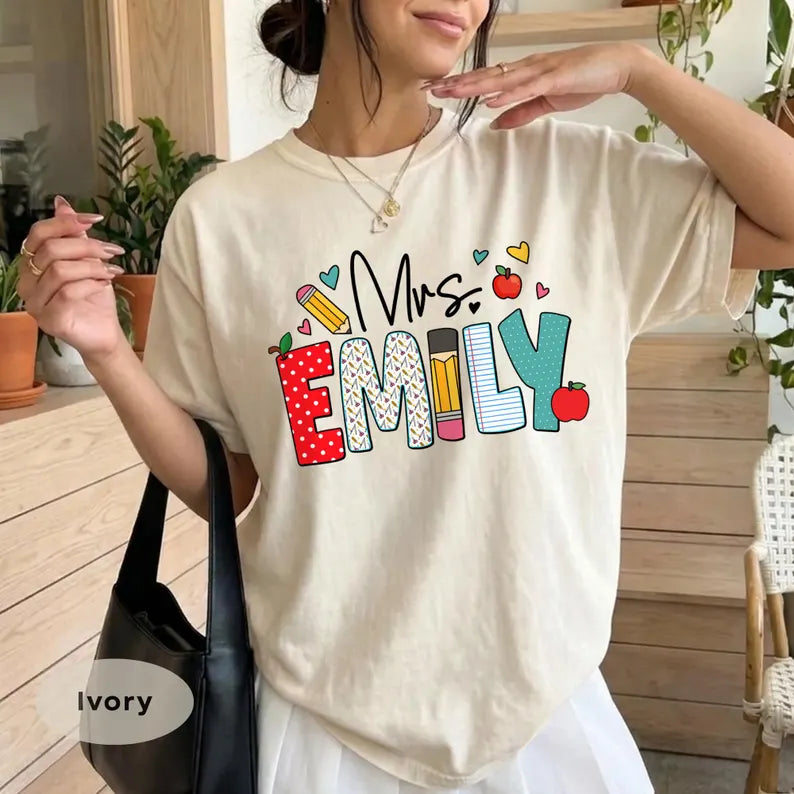 Custom Teacher Shirt, Personalized Teacher Name T-Shirt, Teachers Appreciation Gift, Back to School Shirt, Teacher Team Tee. SPETAL12
