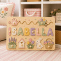 Personalized Garden Name Puzzle, Wooden Floral Name Puzzle for Toddlers, Custom Baby Name Puzzle, Montessori Wooden Toy, Girl Gift. NPPETAL24
