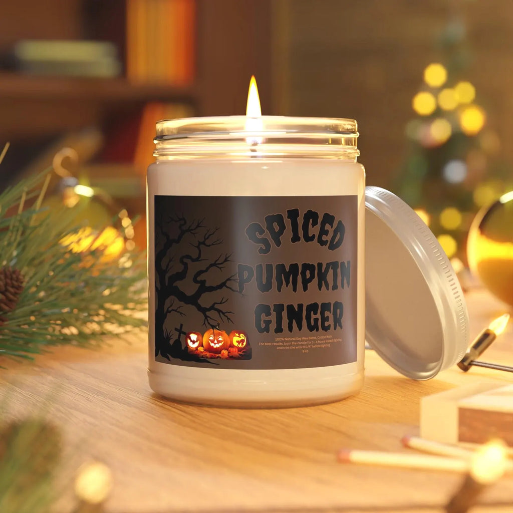 Halloween Spiced Pumpkin Ginger Candle: Halloween Scented Soy Wax Candle,. SCPETAL7