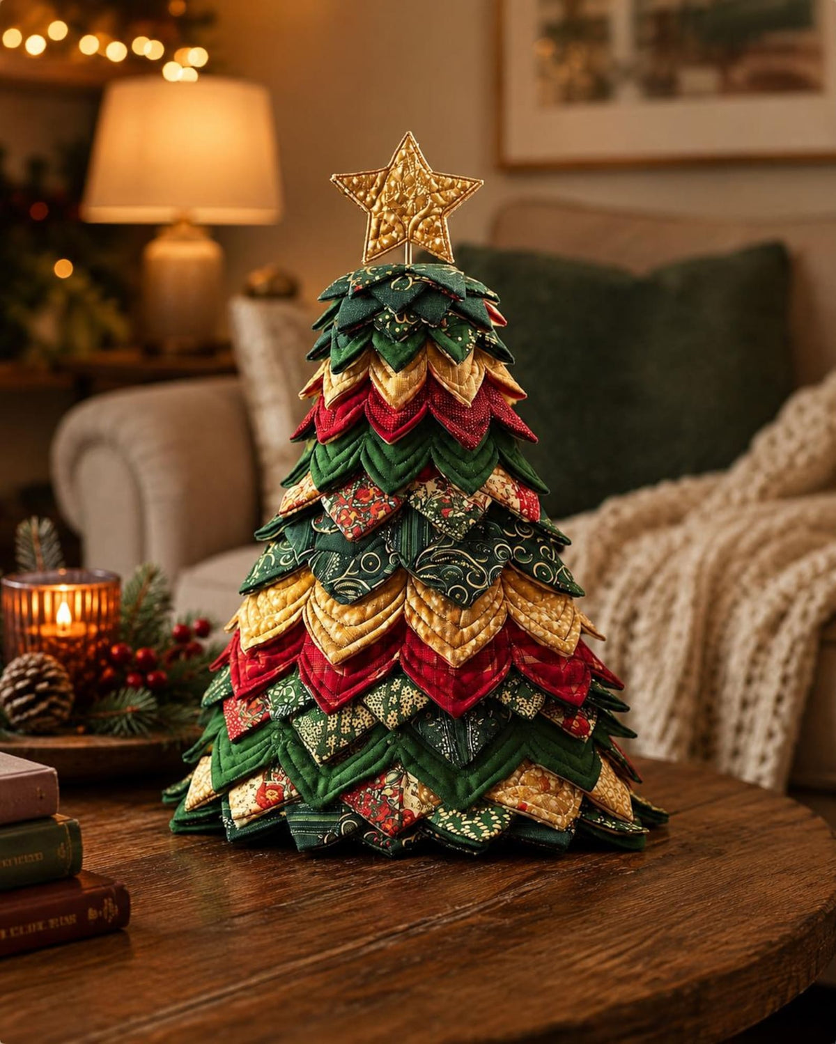 Layered Joy Tree Quilted Christmas Tree Paper Pattern, Festive Applique Sewing Project Pattern Only – Not a Finished Quilt QCTPETAL13