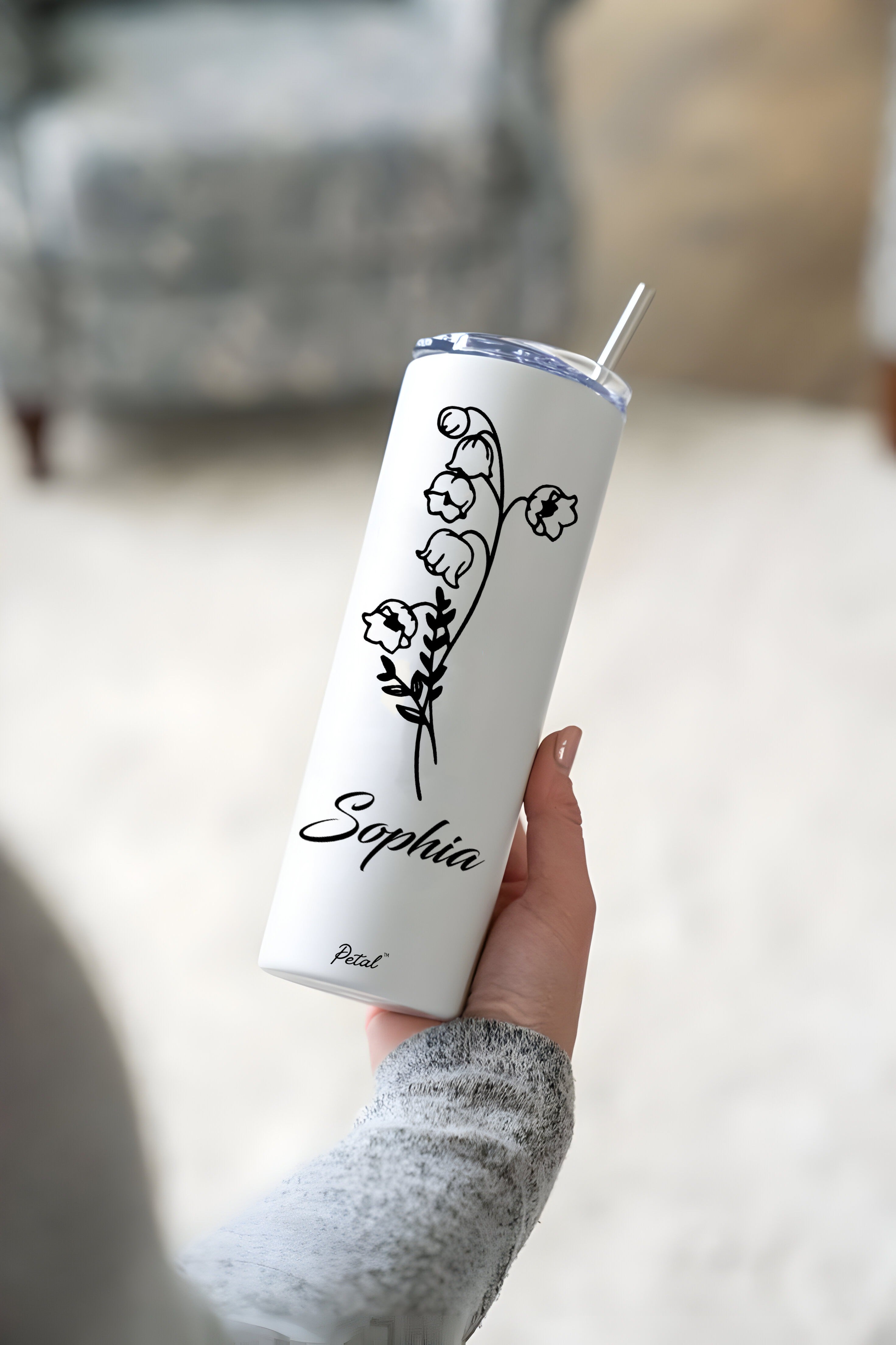Personalized Birth Flowers 30oz Skinny Glitter Tumbler, Bridesmaid Gift, Custom Name Travel Cup, Birthday Gift, Gift For Her Mother
