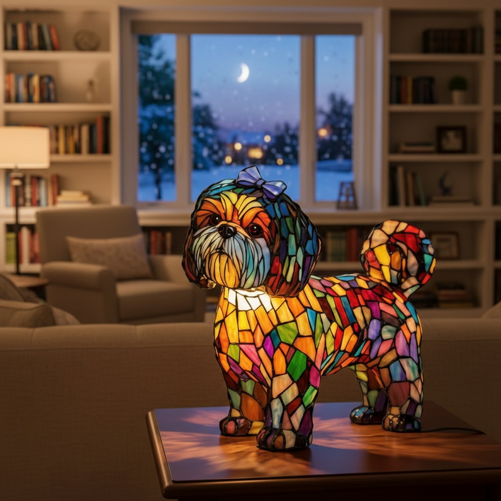 Colorful Dog LED Night Light, Acrylic Dog Table Lamp, Artistic Plastic Decor Light, Cozy Bedroom Night Lamp, Cute Pet Lover Gift