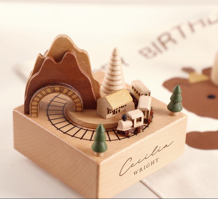 Wooden Music Box, Custom Wooden Handmade Music Box, Train Birthday Music Box, 1st Birthday, Personalised Music Box Gift, Baby Shower Gift