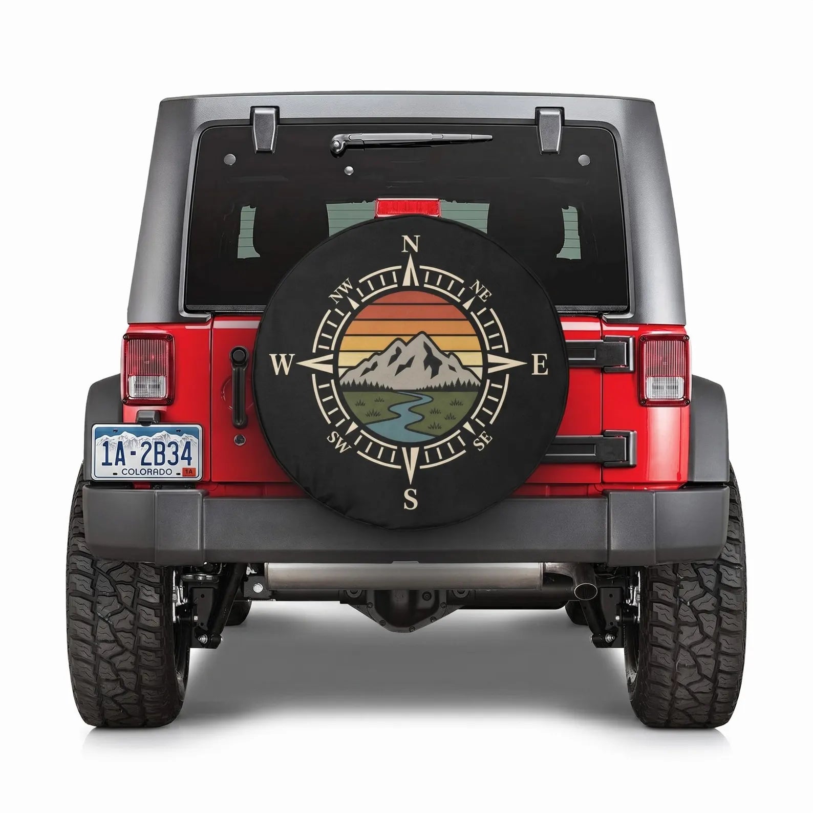 Mountain Compass Spare Tire Cover, Adventure Jeep Tire Cover, PVC Leather Tire Cover, Outdoor Travel Vehicle Accessory Gift. TCPETAL21