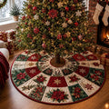 Christmas Tree Skirt, Quilt Style Snowflake Tree Mat, Xmas Holiday Decor, Traditional Farmhouse Christmas Decor. CTSPETAL18