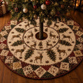 Reindeer Christmas Tree Skirt, Quilt Style Woodland Holiday Tree Mat, Deer and Pine Tree Decor, Rustic Farmhouse Christmas Decor. CTSPETAL01