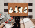 Ghost and Black Cat Doormat, Quirky Coir Entry Rug, Halloween Porch Mat. Halloween Doormat Baby Boo Decor Outdoor. DMPETAL2