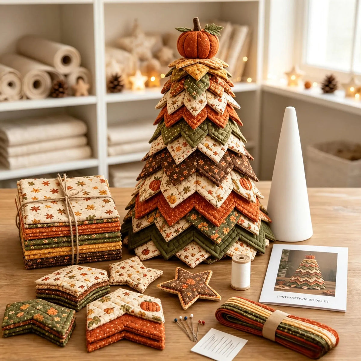 Americana Christmas Tree Quilt Kit, DIY Holiday Quilting Kit, Layered Fabric Christmas Decor, Christmas Sewing Craft Kit, Quilter Gift QCTPETAL06