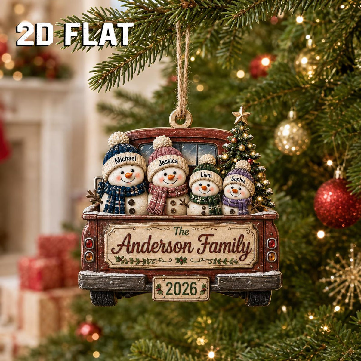 Personalized Family Christmas Ornament 2026, Custom Snowman Family Wooden Ornament, Family Name Keepsake, Christmas Tree Decor	COPETAL06