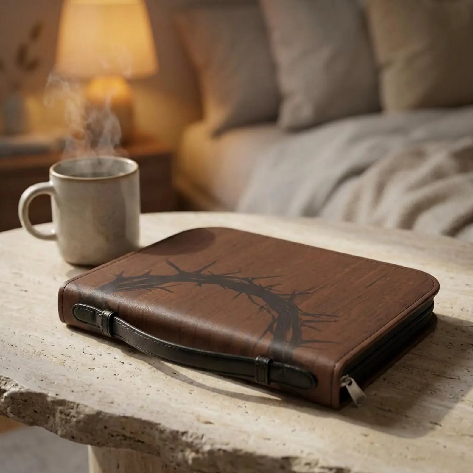 Crown of Thorns Bible Cover | Zippered Leather-look Scripture Organizer. BCPETAL4