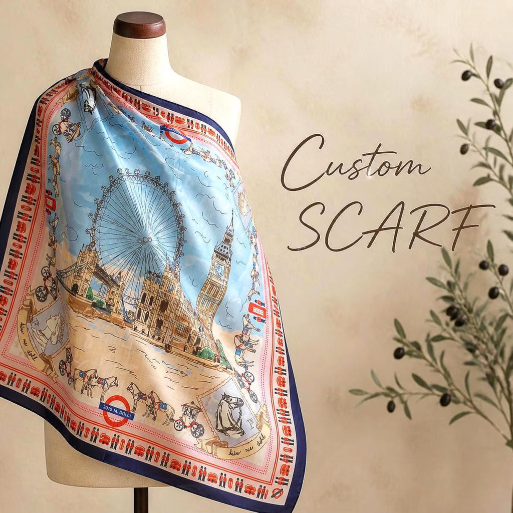 Custom Silk Scarf Wedding Gift, Personalized Bridesmaid Scarf, Photo Memory Scarf, Bridal Party Favor, Custom Portrait Silk Wrap. SSPETAL24