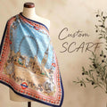 Custom Silk Scarf Wedding Gift, Personalized Bridesmaid Scarf, Photo Memory Scarf, Bridal Party Favor, Custom Portrait Silk Wrap. SSPETAL24