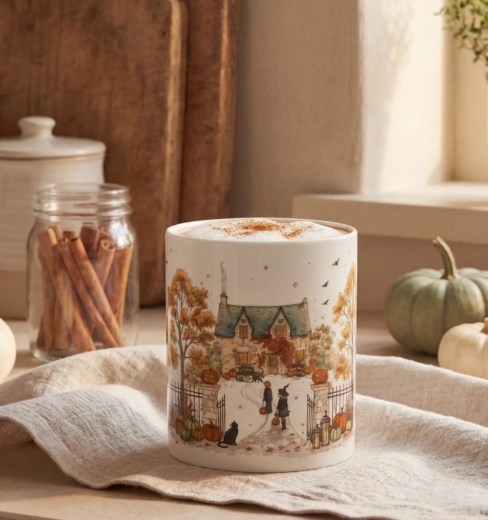 Halloween Mug Autumn Trick or Treat Mug Fall Cottage Mug Pumpkin Patch Mug Spooky Season Coffee Cup Cozy Autumn Decor Gift. MPETAL4