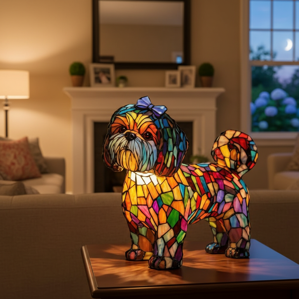 Colorful Dog LED Night Light, Acrylic Dog Table Lamp, Artistic Plastic Decor Light, Cozy Bedroom Night Lamp, Cute Pet Lover Gift