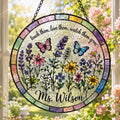 Personalized Thank you Teacher For Helping Me Grow Stained Glass Suncatcher, Custom Teacher Suncatcher, Gift For Teacher. SUNPETAL15
