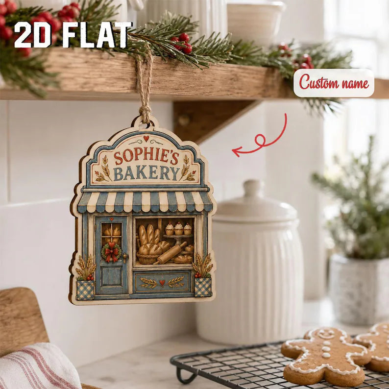 Personalized Bakery Christmas Ornament, Custom Business Name Wooden Keepsake, Baker Gift, Small Shop Owner Holiday Decor 2026	COPETAL48