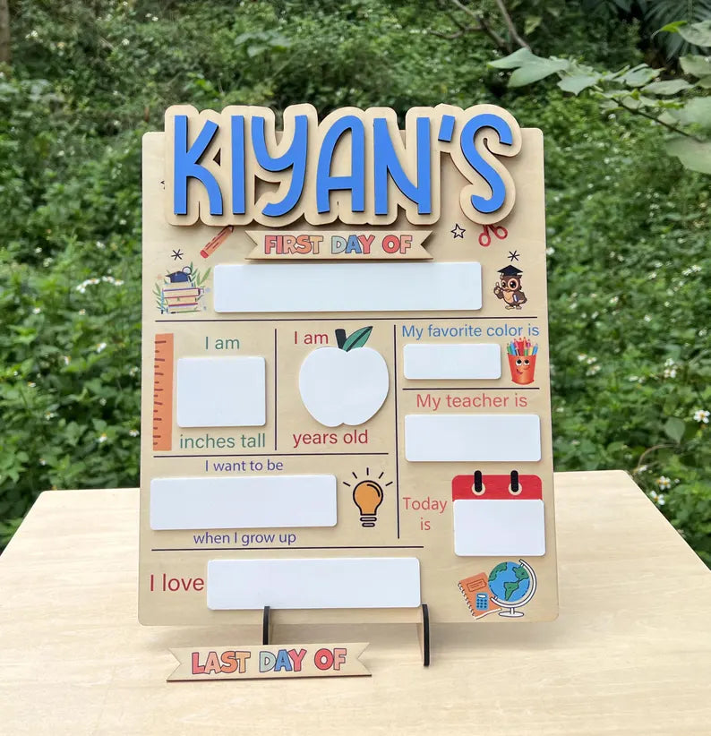 Customizable First and Last Day of School Sign Board, Dry Erase Name Board, Preschool Photo Prop, School Milestone Keepsake. SBPETAL04