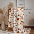 Personalized Boho Ghost Pumpkin Blanket Halloween Floral Velveteen Plush Fall Baby Shower Gift Autumn Room Decor. BLKPETAL5