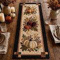 Autumn Harvest Pumpkin Quilted-Style Table Runner, Thanksgiving Farmhouse Decor. QTRPETAL6