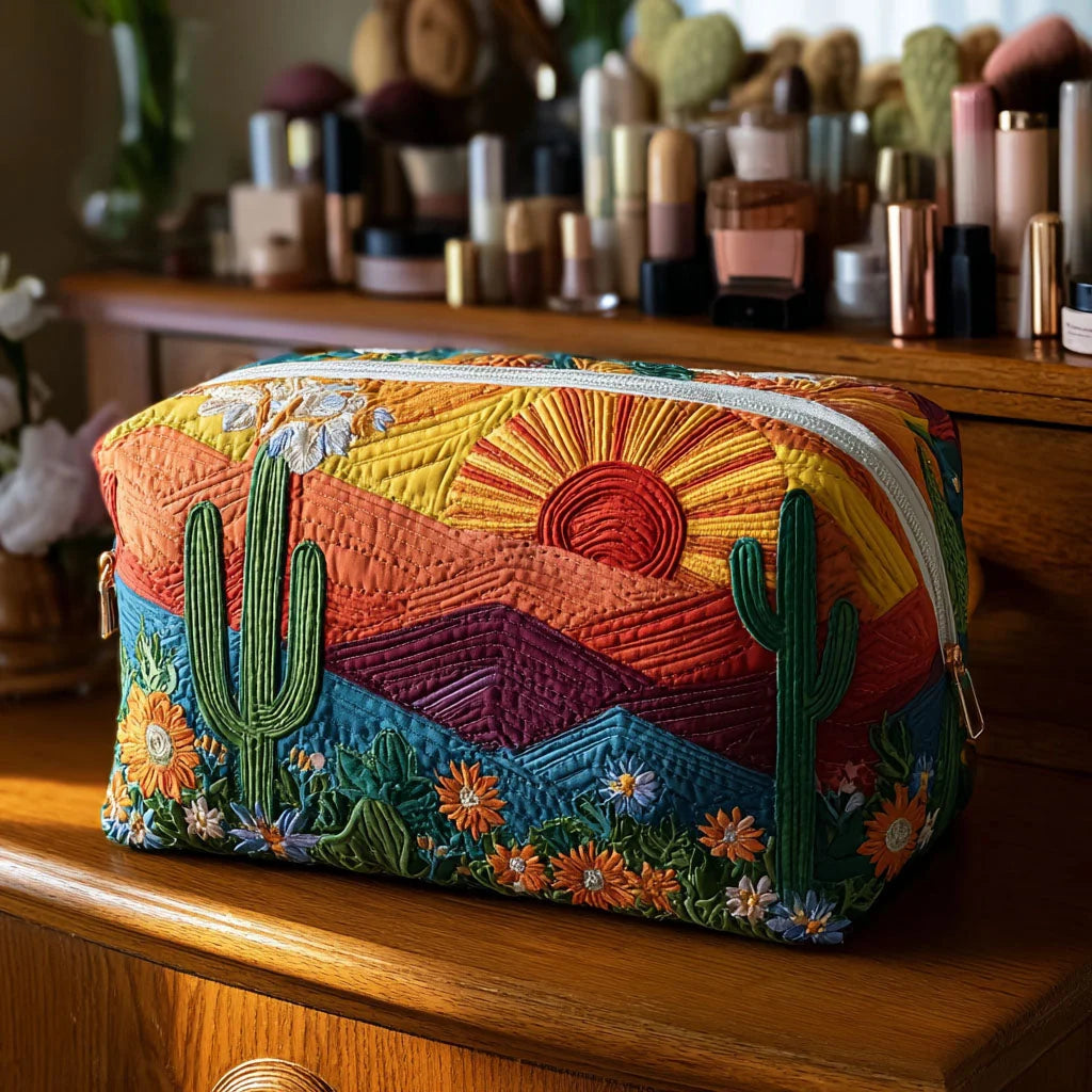 Quilted Christmas Poinsettia Makeup Bag, Holiday Floral Cosmetic Pouch, Travel Toiletry Organizer – QMBPETAL9