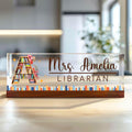 Custom Teacher Desk Name Plate, Teacher Acrylic Block, Teacher Appreciation Gift, Back to School, Book Lover Gift, Librarian Name Sign Gift. DNPETAL09